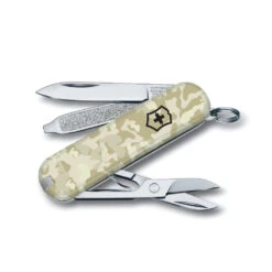 Victorinox Wounded Warrior Project Tan Camo Classic SD Swiss Army Knife -Blade HQ SAK ClassicSD TanCameo B3 55524 58mm S3