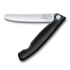 Swiss Classic 4.3" Foldable Serrated Paring Knife By Victorinox -Blade HQ VF67833F Foldable Serrated Parer Black Open