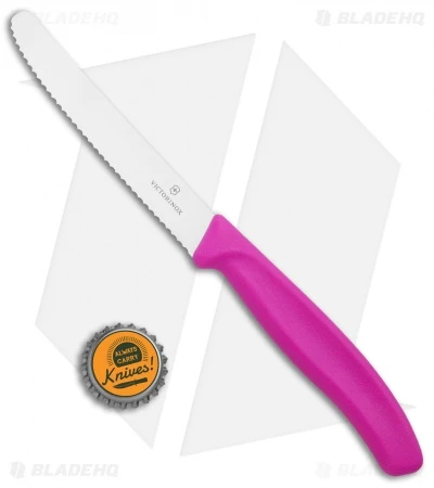Victorinox Swiss Army Paring Knife Pink (4" Satin Full Serr) 3 Victorinox Swiss Army Paring Knife Pink (4" Satin Full Serr) - Image 3